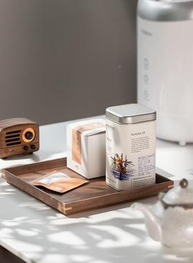 胡用桃木托盘NYR日式实木长方形茶黑盘家木质点心盘客厅啡咖之满