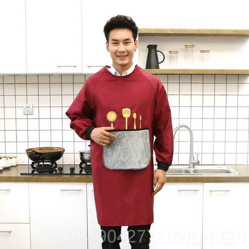 高档围油裙家用袖厨女防水防餐饮长男士时房尚反穿工作服定制大人