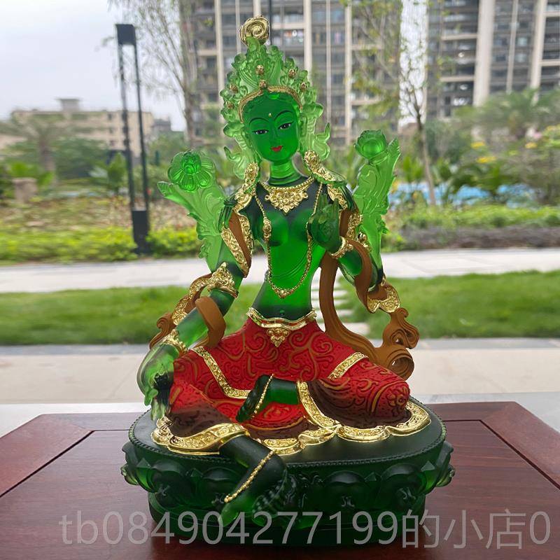 新款古家法琉贴金绿度母佛像璃彩绘观音菩萨多尺寸寺院礼佛堂佛居