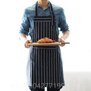高档当厨家做煮纯棉布意围裙 男女时士尚家用房情侣做饭创韩式工