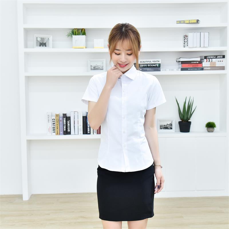 白色衬衫女正装长短袖工作服通勤修身大码白领衬衣百搭职业大码商