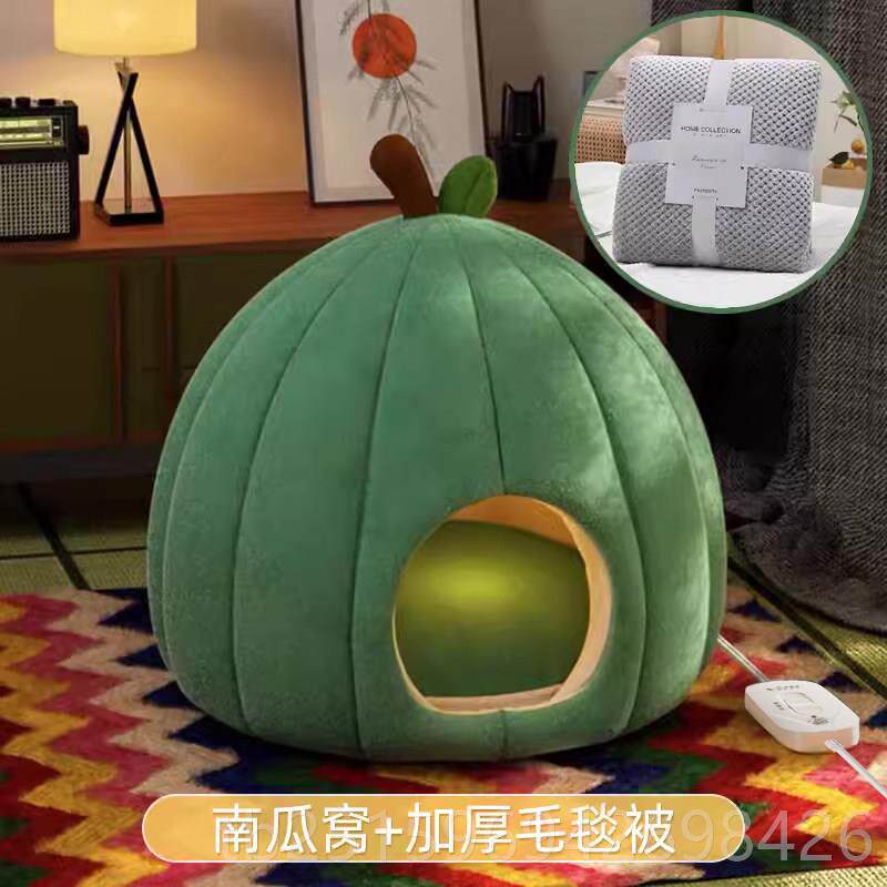 高档猫猫窝天保暖电热毯电冬加热猫屋子发半封闭式冬季恒温热咪窝