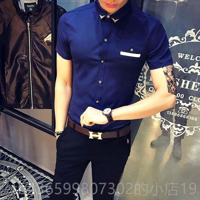 正品夏季作美发师发店发型师夜总会酒袖吧Ktv服务理员工服男士短