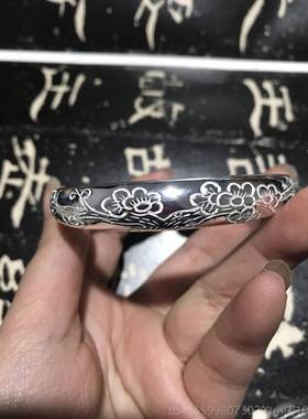正品纯银 梅花匠银手镯一体镯9银9工9纯女手镯首饰手工来图来料定