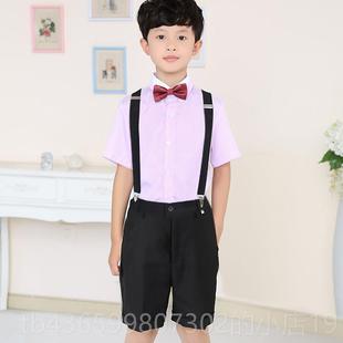 黑色西装 短裤 套装 正品 儿白童装 衬衫 季 衬衣礼纯服表演出 夏男童短袖