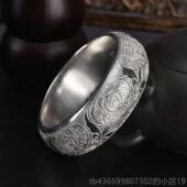 手工个性 正品 年定制 银时尚 99纯女年轻9款 银手镯宽面2025新款 宽版