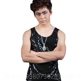 正品夏酒男ds亮片背心 吧舞台装演礼服潮夜店 出服男歌手服装