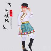 正品 儿童藏演出服小学生幼儿园表演蒙古水舞袖 蹈女童服少数民族族