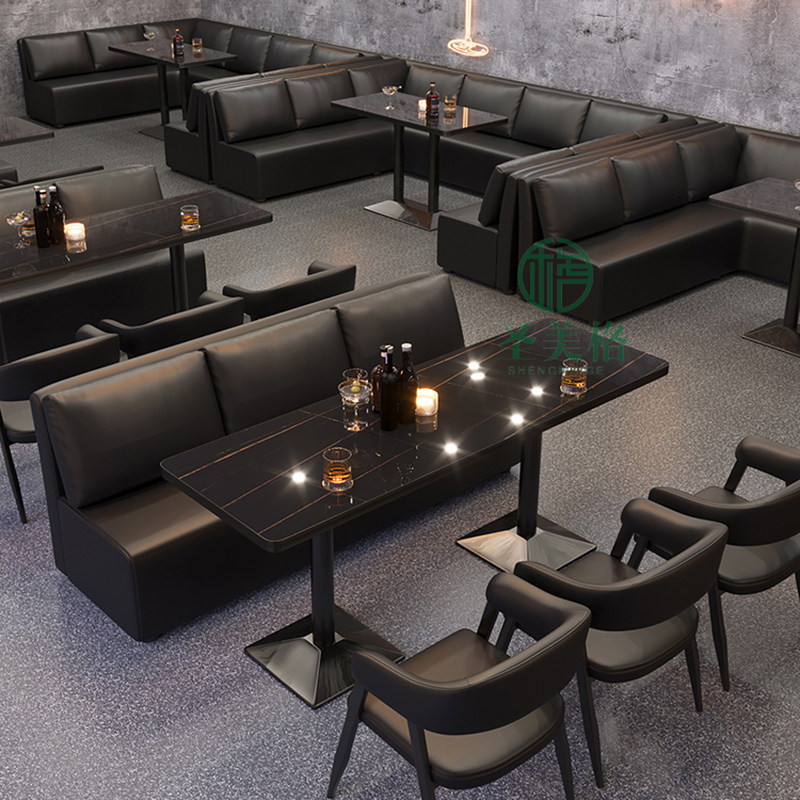 清吧酒吧沙发卡座西餐咖啡厅小酒馆台球室商用奶茶甜品店桌椅组合