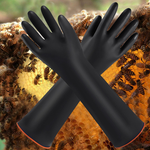 养蜂手套防蜜蜂蛰防蜂专用橡胶乳胶防割防扎防刺防水加厚防护工具