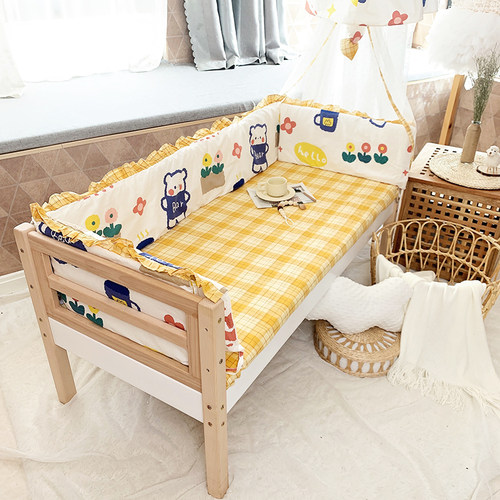 婴儿床床围纯棉围栏防摔挡布儿童拼接床软包宝宝防撞围挡两面三面