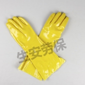 东亚045棉毛浸塑加长耐酸耐磨防油工业防护劳保手套 包邮