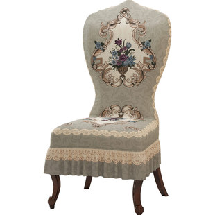 欧式椅子套罩万能通用加厚美式裙边座椅套复古高端餐桌凳子套椅罩