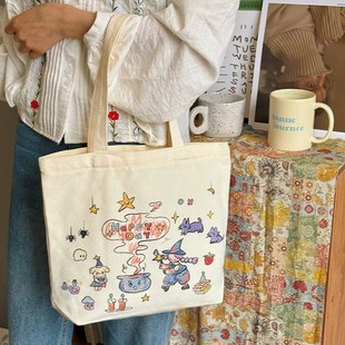 帆布包女2024新款夏天上班族通勤布帆无恙小巫女帆布手提包带拉链