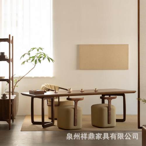 新中式办公室实木茶桌 家用客厅禅意功夫茶台 茶室茶馆多人泡茶桌