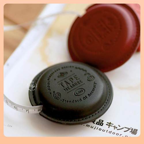 18N本子事多 复古皮卷尺 伸缩曲奇卷尺 1.5米圆形皮面软尺 测量腰