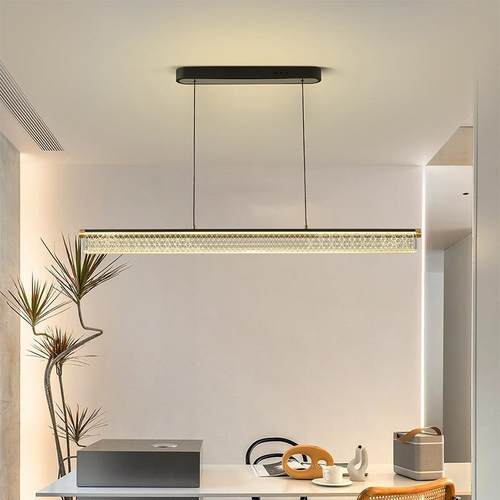 一字餐厅LED吊灯现代简约餐厅办公室吧台极简家用创意个性新款灯