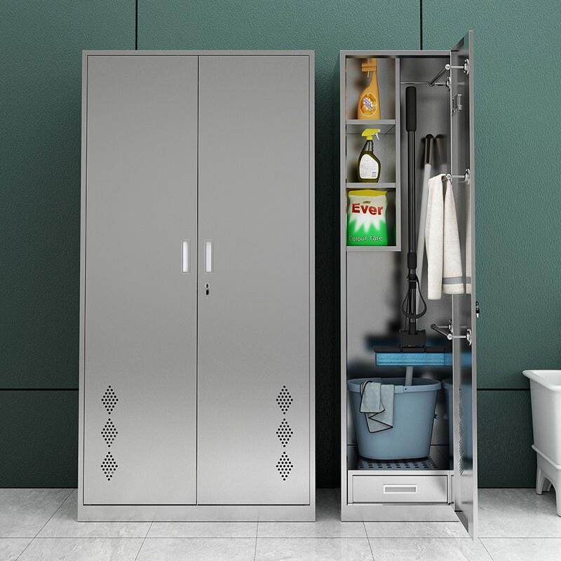 304不锈钢清洁柜教室拖把清洁工具收纳柜带锁阳台保洁用品卫生柜