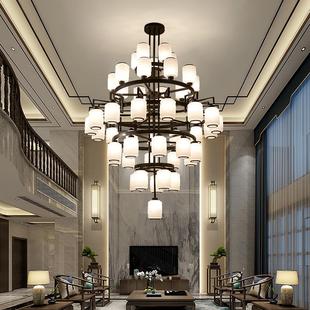大灯客厅灯新中式多头吊灯现代简约挑空客厅豪华别墅复式楼大吊灯