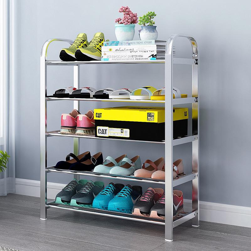 不锈钢鞋架门口鞋柜组装简易多层收纳架玄关落地置物架防尘加固