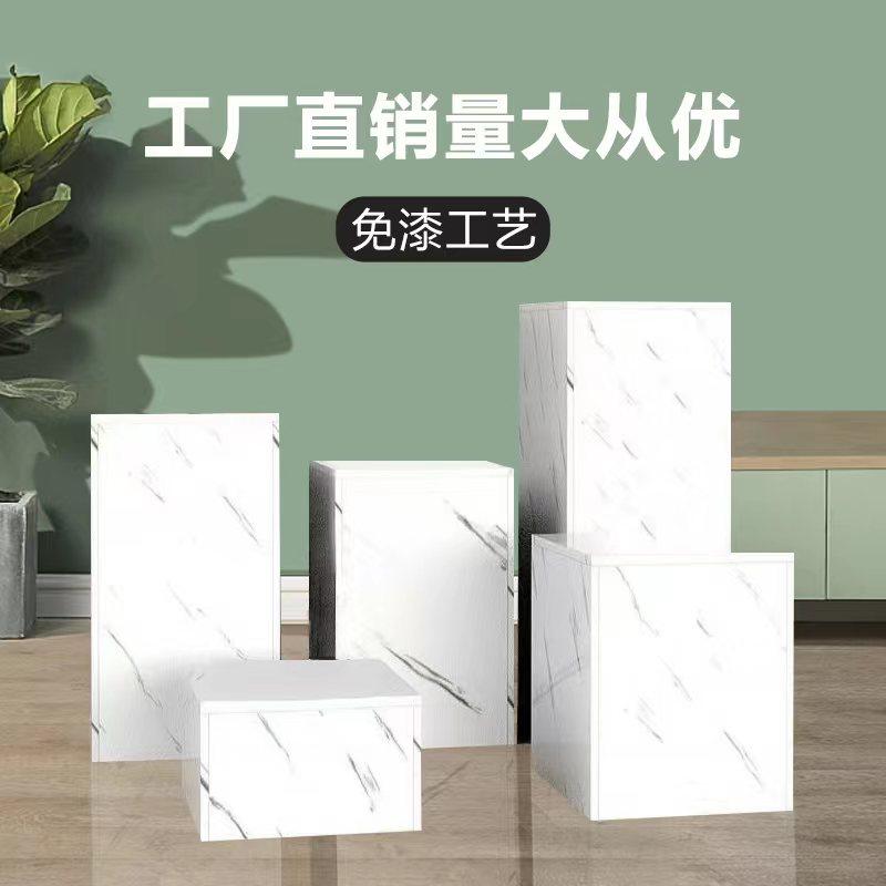 木质仿大理石地台服装展示台橱窗摆件工艺品底座增高台模型展示台
