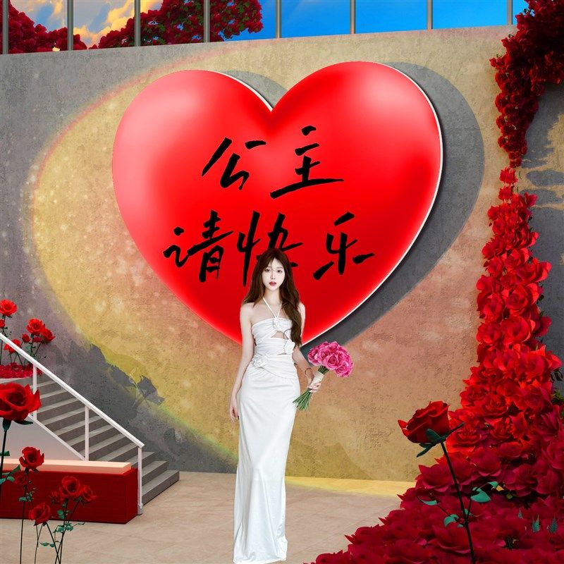 公主请爱心贴纸网红仔打卡拍照区布置花店墙面装饰露营风互动户外,家居饰品,文化墙贴,淘宝优惠券,粉丝福利购,淘宝优惠卷