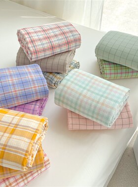 格外舒服!会呼吸双层纱全棉床单枕套被套单件健康水洗色织工艺