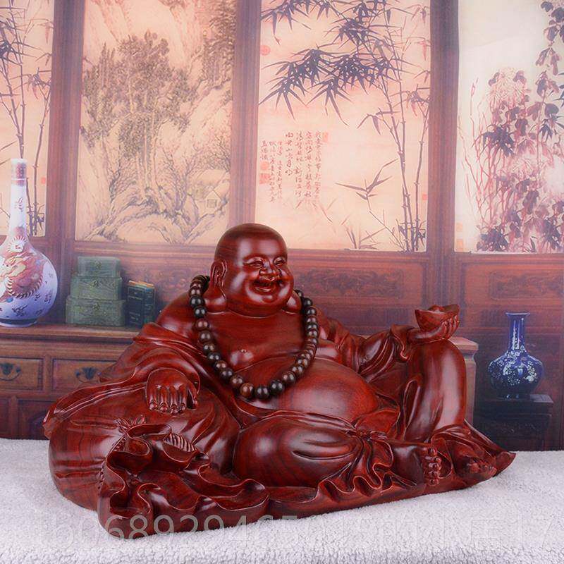 正品木佛红檀木雕弥勒佛像摆实木大号布袋坐笑家居饰品礼件品红工