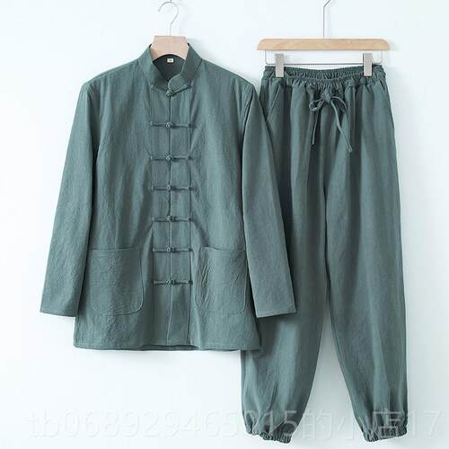 正品中国风棉麻茶士服禅服服套装中居式复古装佛系古风打坐唐男装