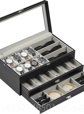正品梦冉纳12位手表盒3层眼镜收盒盒抽屉首饰盒眼太阳眼镜饰品收