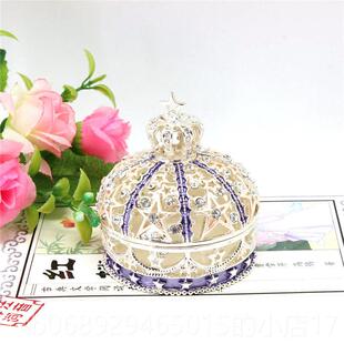 正品日华韩创意生日礼品首饰盒捷克婚钻奢礼对戒装饰盒皇冠宝珠收