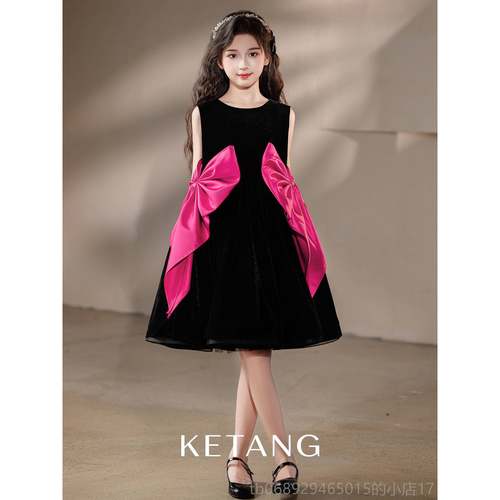 正品儿童绒心裙乐器钢琴演主持人奏演背出女童高端轻奢小众高丝级