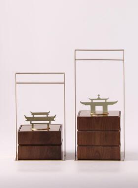 新中式古典提盒摆件样板间售楼处会所酒店家具展厅金属软装饰品