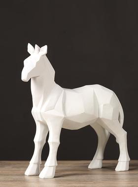 北欧简约马家居摆件 创意客厅电视柜酒柜装饰品折纸几何马摆设