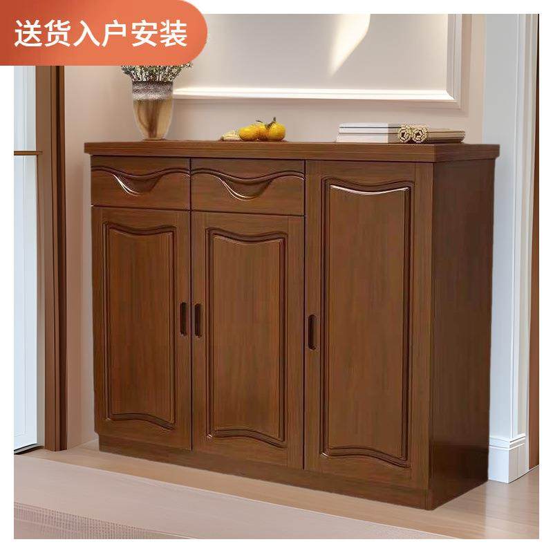 中式鞋柜实木三四门家用放鞋架开门现代简约储物多层橡木质大容量
