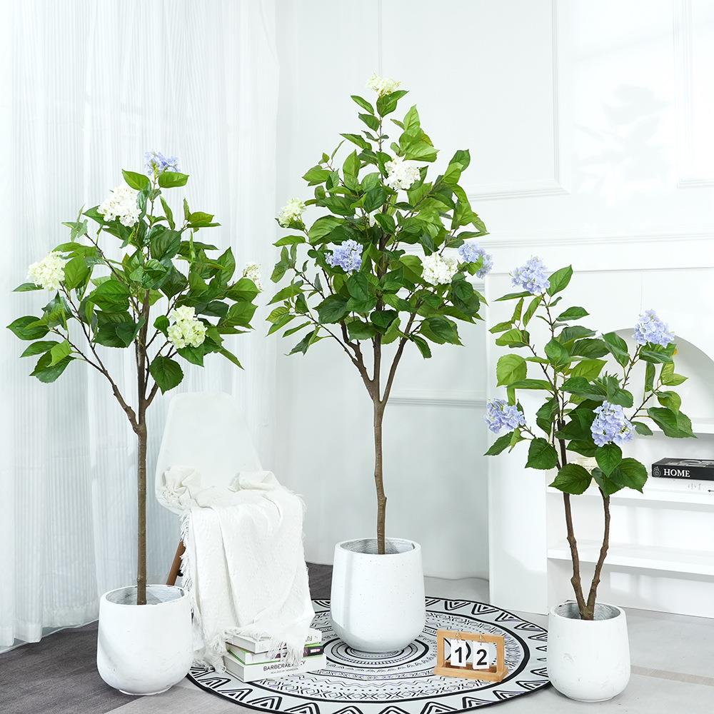 客厅落地装饰绣球花树绿植摆件服装店橱窗造景仿真植物假树盆栽图片