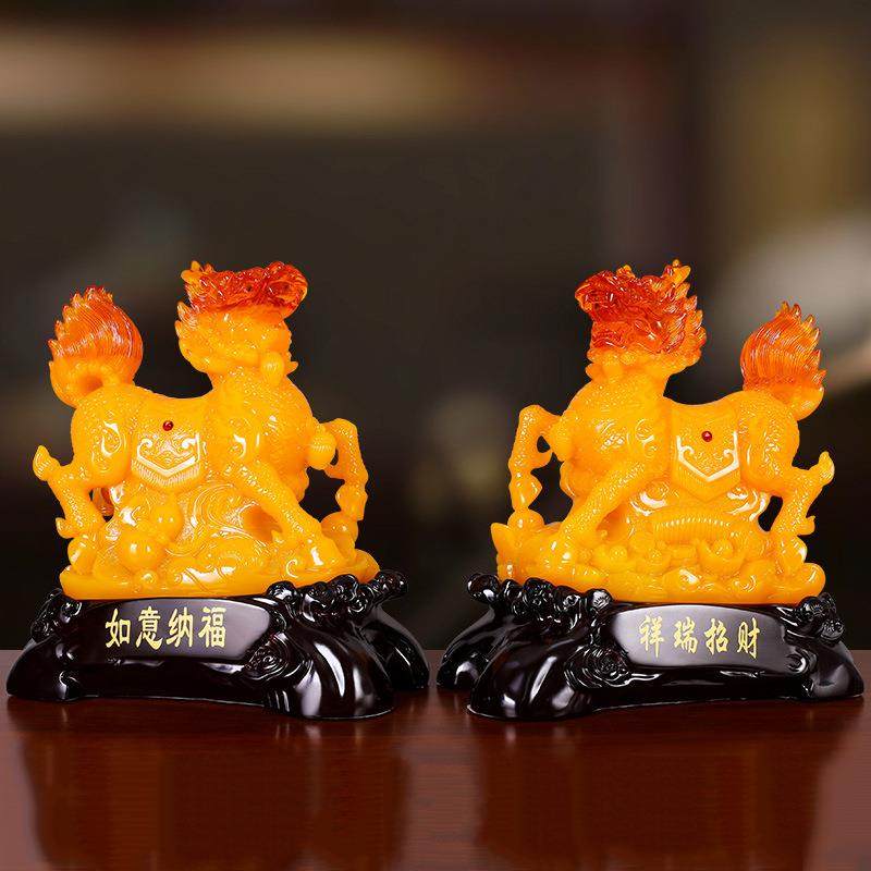 招财如意纳福麒麟摆件一对公司乔迁老板桌办公室桌面摆设开业礼品