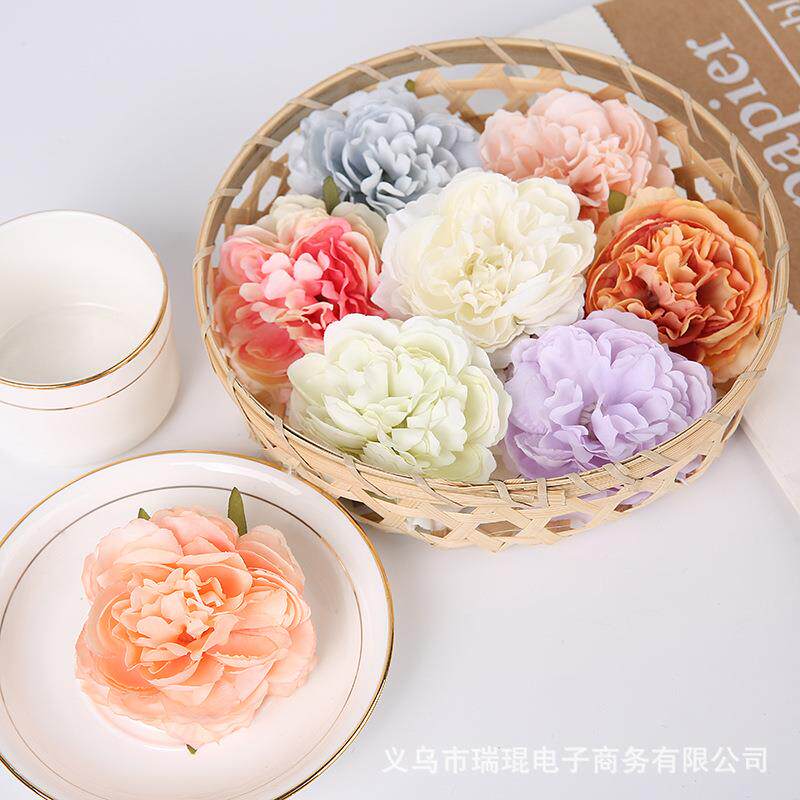 8cm仿真牡丹花头 DIY古装头饰帽饰 摄影道具 婚礼婚庆花墙装饰