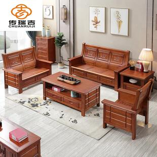 香樟木沙发组合客厅家具中式仿古雕花储物沙发全实木转角贵妃沙发