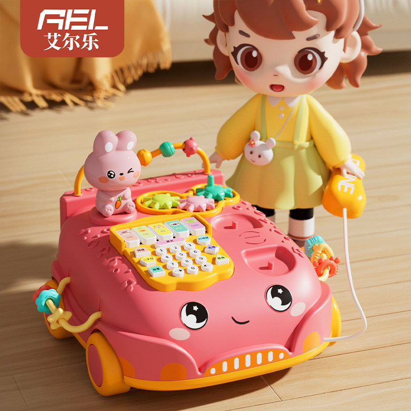 儿童趣味音乐多功能电话机玩具早教仿真座机宝宝认知启蒙益智玩具