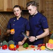 高档师工作服男餐火饮餐厅烧烤店厨师长后厨厨房厨师装 长袖 红旗夏