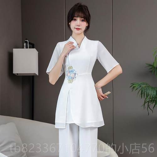 高档新裤款洗浴足疗桑套装美容师按摩显瘦女足浴子店拿技师服工作