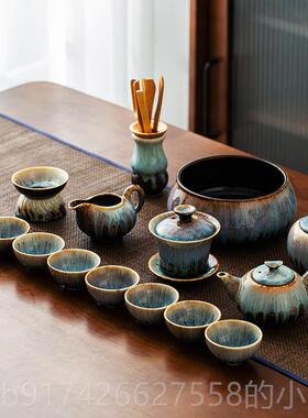 新款So德uder 景镇窑变功夫n茶具套装家用高档天目釉新陶瓷茶壶茶