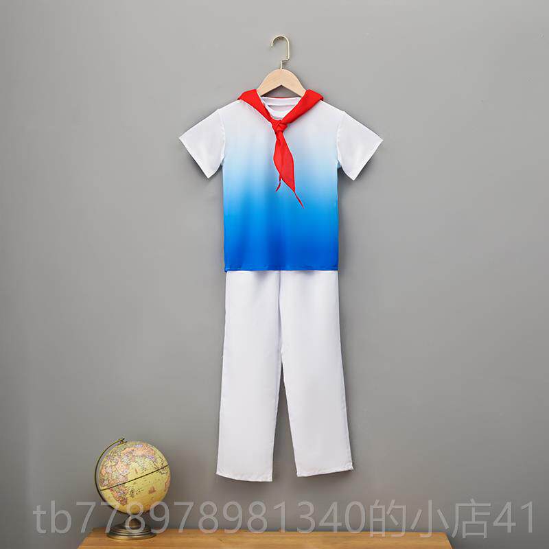 高档国庆童爱演出服红巾表演服红儿色国主题合领唱服可爱的人舞蹈