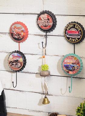 复古创意啤酒盖挂钩酒吧餐厅家居墙上铁艺壁挂衣帽钩门后单钩挂件