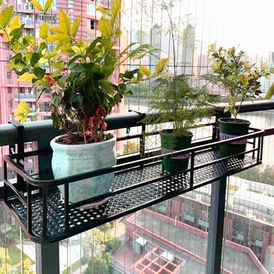 阳台花架悬挂式铁艺护栏花卉盆挂架多肉栏杆花架子室内置物架多层