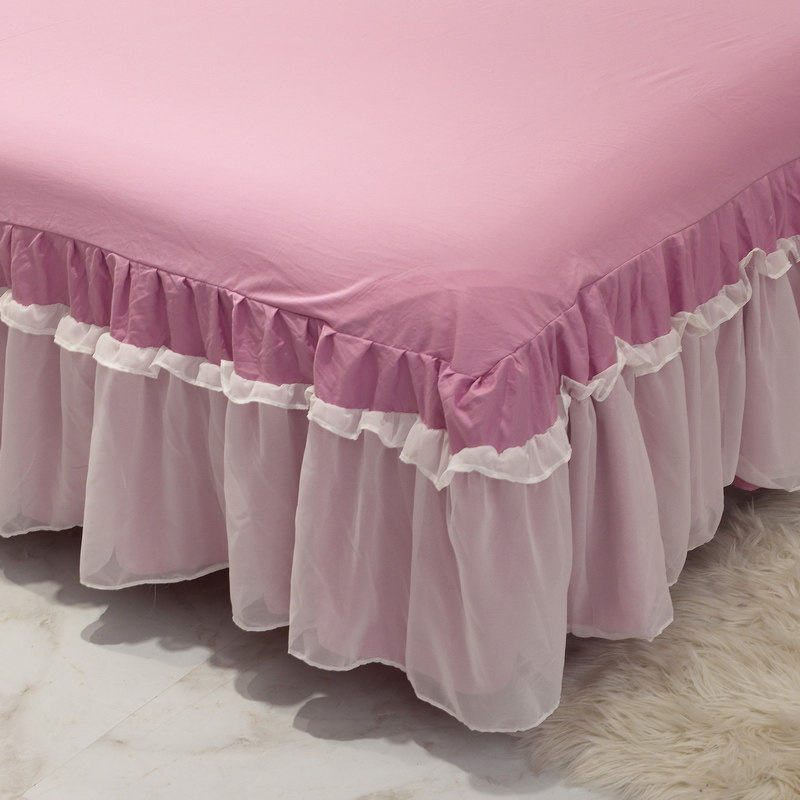 少女心水洗棉床裙床罩单件雪纺蕾丝花边纱裙式1.5m1.8保护套防滑,床上用品,床裙,淘宝优惠券,粉丝福利购,淘宝优惠卷