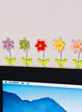 治愈系向日葵电脑显示屏装饰摆件办公室桌面屏幕迷你解压玩偶公仔