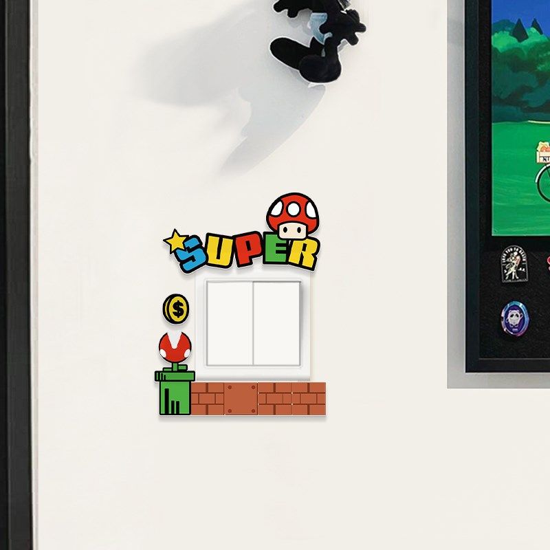 多巴胺自粘墙贴装饰遮丑2025新款开关边框套客厅卧室亚克力开关贴,收纳整理,开关防尘贴,淘宝优惠券,粉丝福利购,淘宝优惠卷