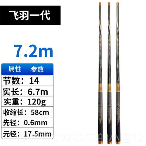 正品新款手竿 碳素竿短节鱼3.64.5 5.46.3 7.2米超细溪流 竿